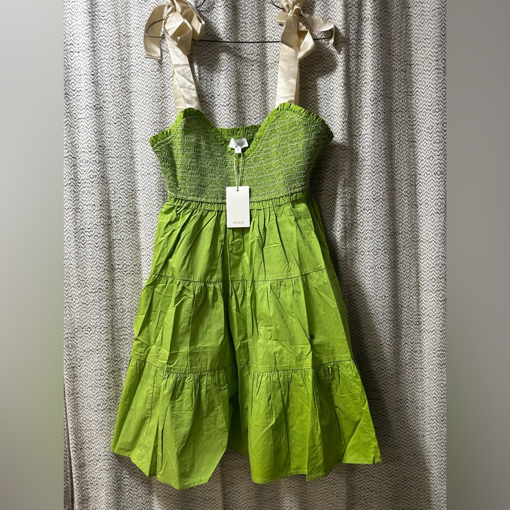Bright Green Tie-Shoulder Midi Dress